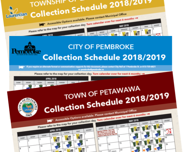 the 2018 and 2019 collection schedules image of the front