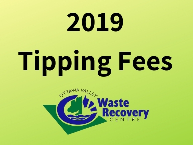image with green background with text 2019 tipping fees and OVWRC logo