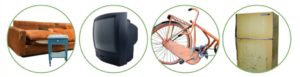 acceptable large items in 4 separated piles