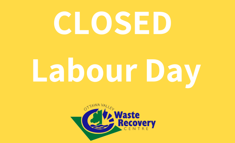 yellow background with text Closed Labour Day