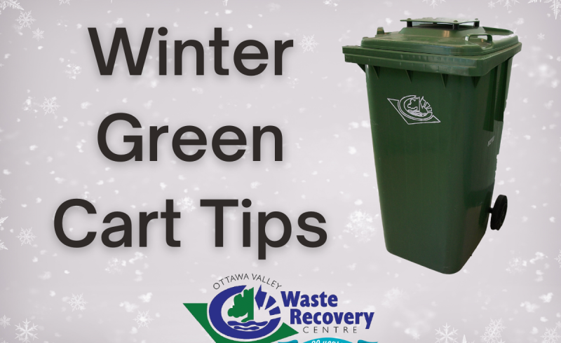 green cart on snowflake background with text winter green cart tips